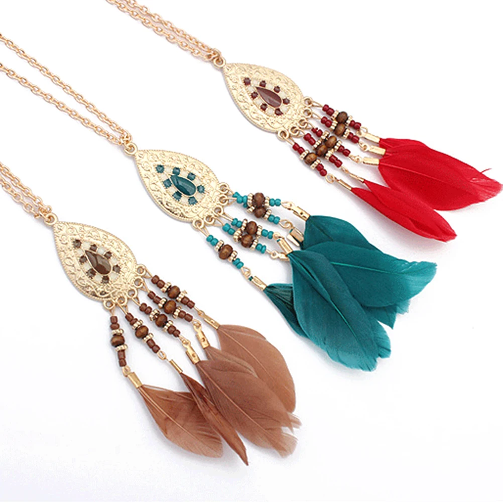 1 шт. элегантное винтажное Стильное ожерелье с кисточкой и перьями ожерелье-чокер