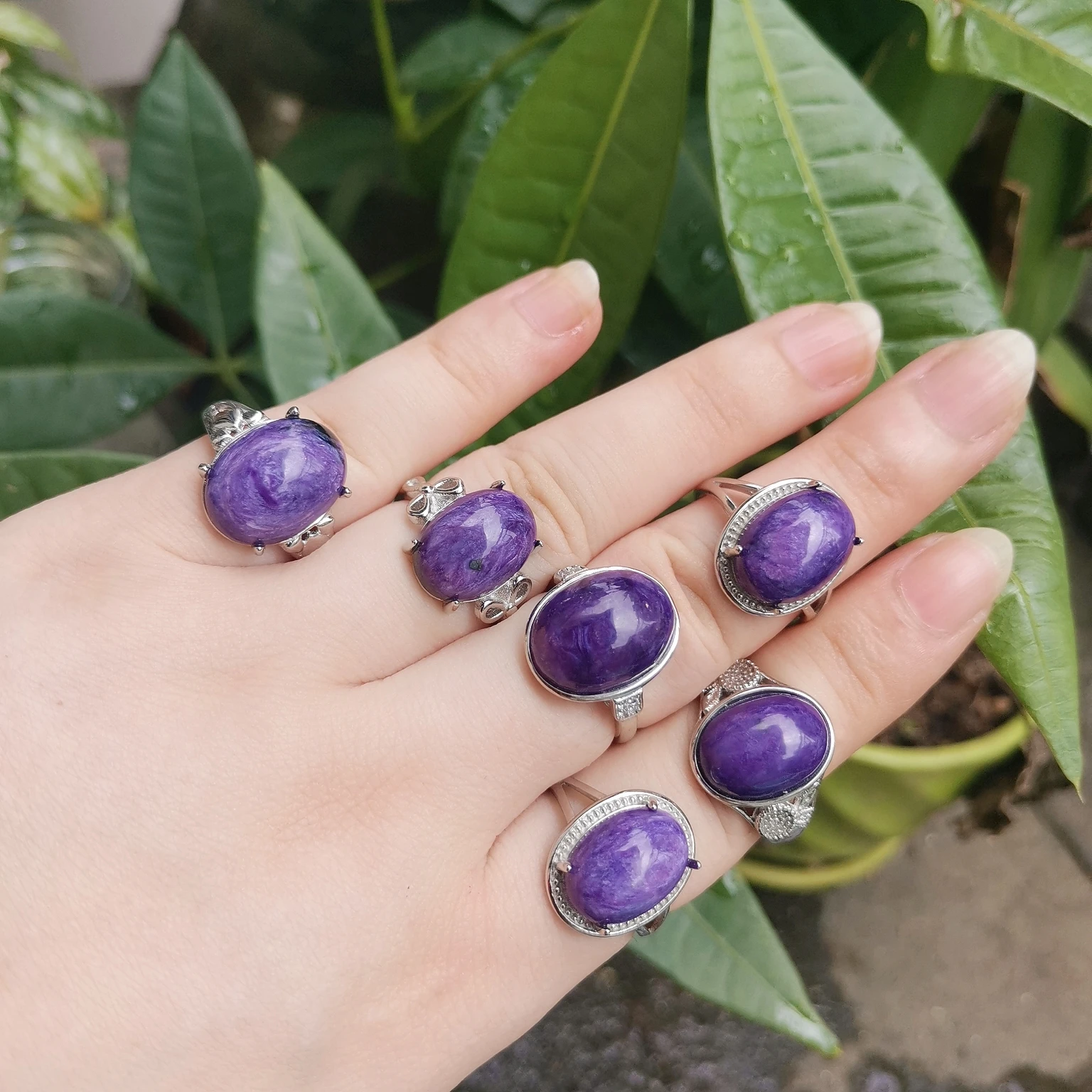 

Natural Charro Stone Ring Women Jewelry Adjustable Size Silver Anillos Gift Bijoux Bague Donna Regalos Para Mujer