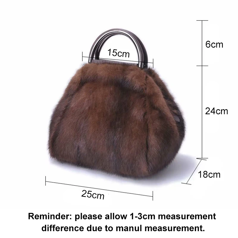 

2021 New Women's Real Mink Fur Handbag Plush Bag Winter Messenger Bag Warm Shoulder Bag S7973