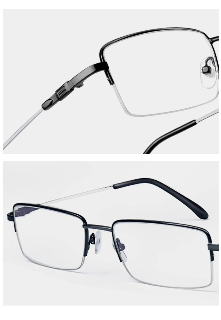 Супер легкий металлический прицел близорукость очки Оптический Рецепт; очки для очки с оправой из сплава рамки мужские широкие квадратные очки