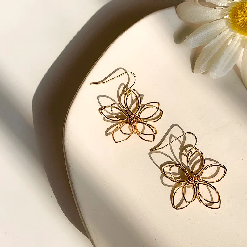 Женские серьги подвески в цветочек минималистичные Ювелирное Украшение|earrings