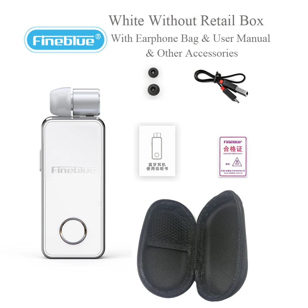 

Fineblue F2 Pro Headset Wireless Earphones Bluetooth-compatible Handsfree Mic TWS Clip Noise Cancelling Mini With Headphone Bag