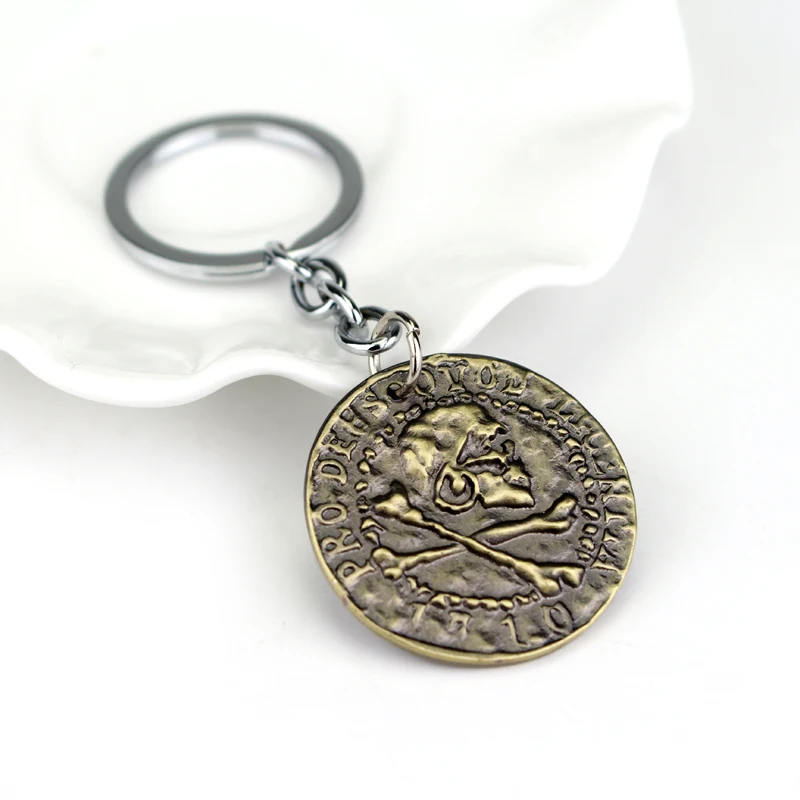 Брелок для ключей с изображением дракона, таинственной морской зоны, черепа, Креста, кости, пиратской монеты, оптовая продажа