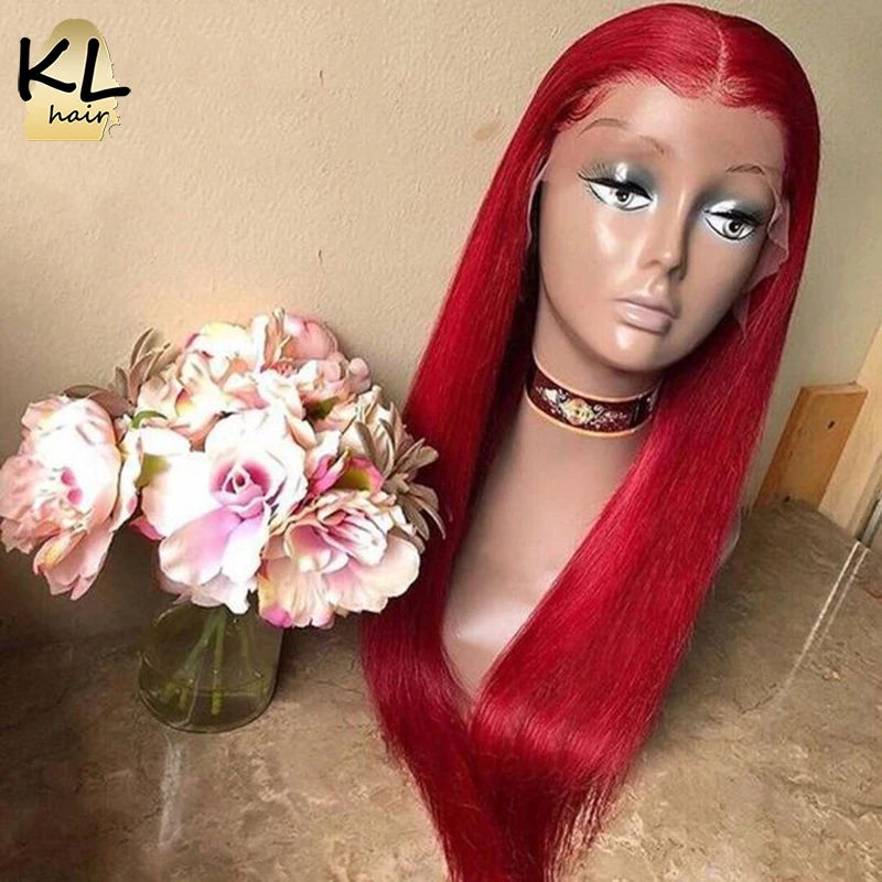 Парики из человеческих волос синие красные цветные прямые бразильские