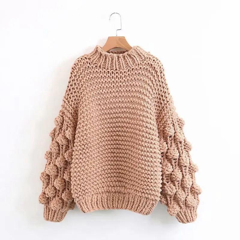 Супер Шикарный джемпер, красный связанный вручную свитер с длинным рукавом и круглым вырезом, осенне-зимний свитер ручной работы
