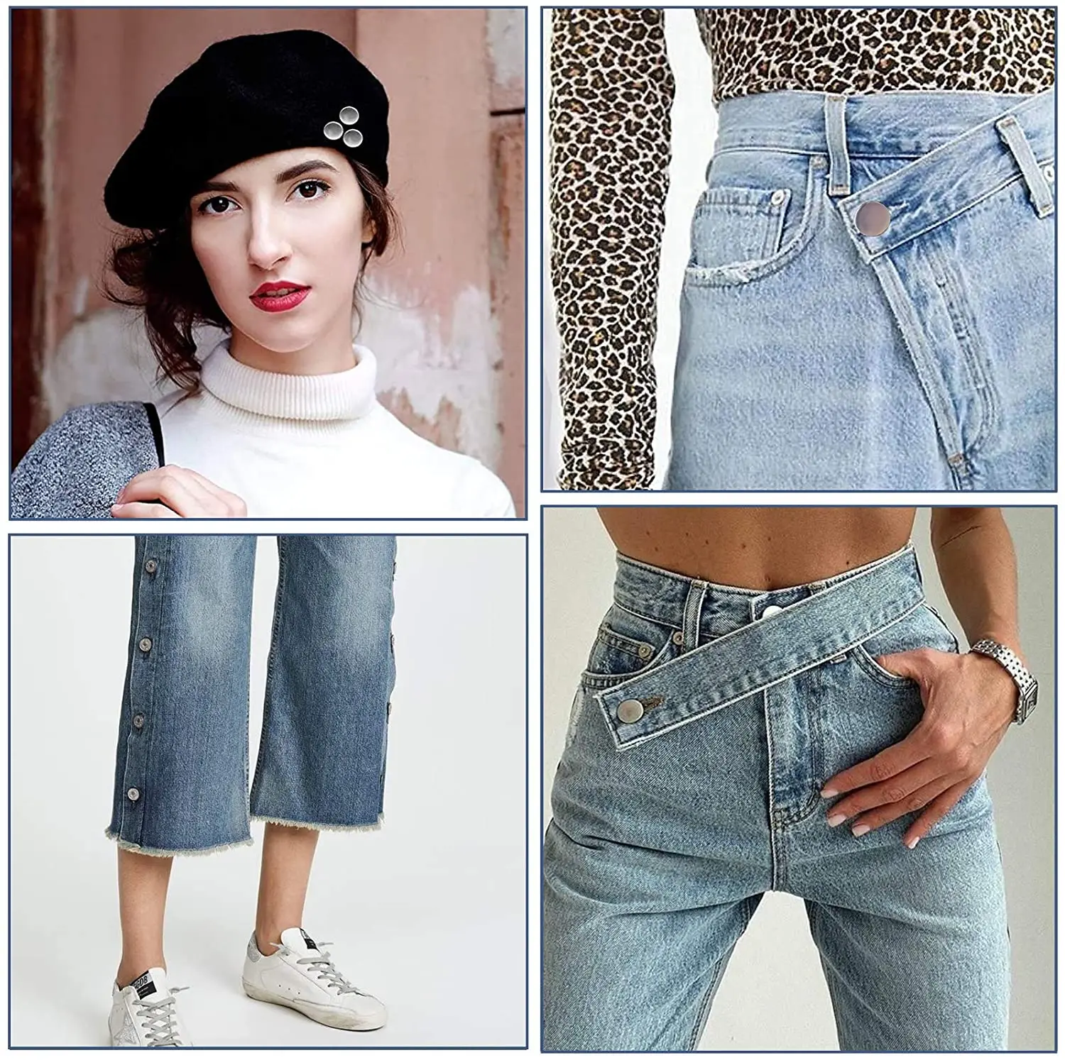 

12 Sets Button Pins for Jeans No Sew Buttons Replacement Removable Adjustable Instant Extender or Reduce Any Pants Waist