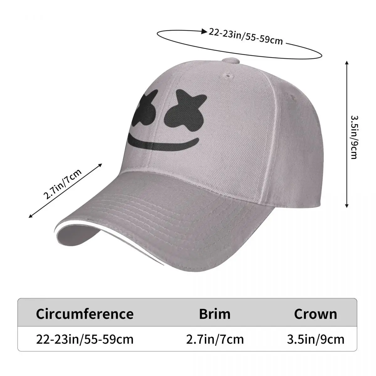 

Marshmallow Baseball Hat Unisex Adjustable Baseball Caps Hats Valve American DJ for Men and Women