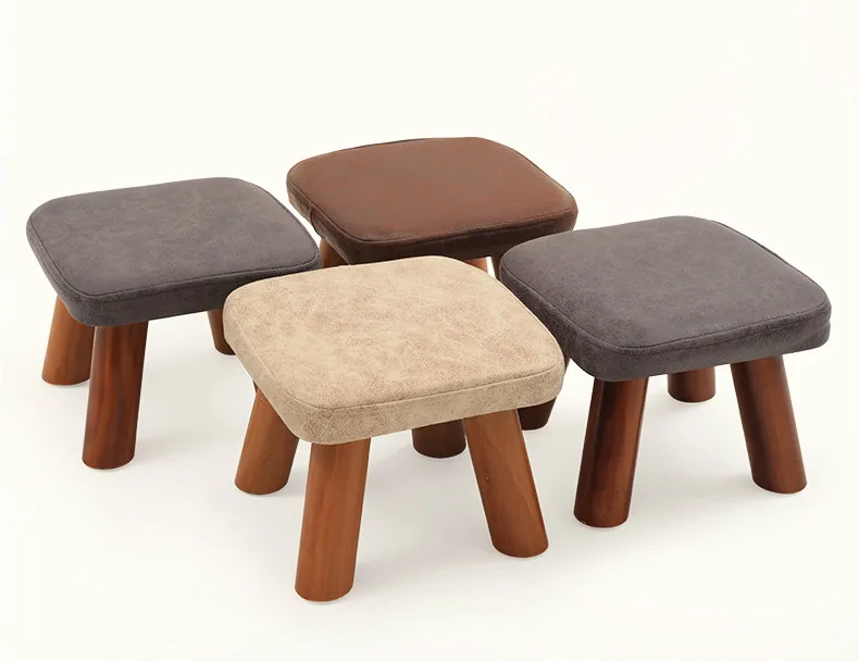 Маленький табурет из твердой древесины сменный для обуви чайный столик тканевый