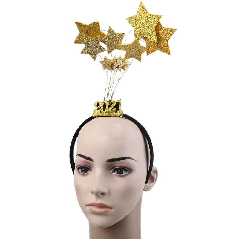 

Christmas Ornaments Headband Sequined Five-pointed Star Dress Up Hair Hoop