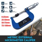 Верньерный Калибр 0-25 мм25-50 мм50-75 мм75-100 мм 0,01 мм метрический Калибр для измерительных инструментов синий и зеленый 1 шт. наружный микрометр