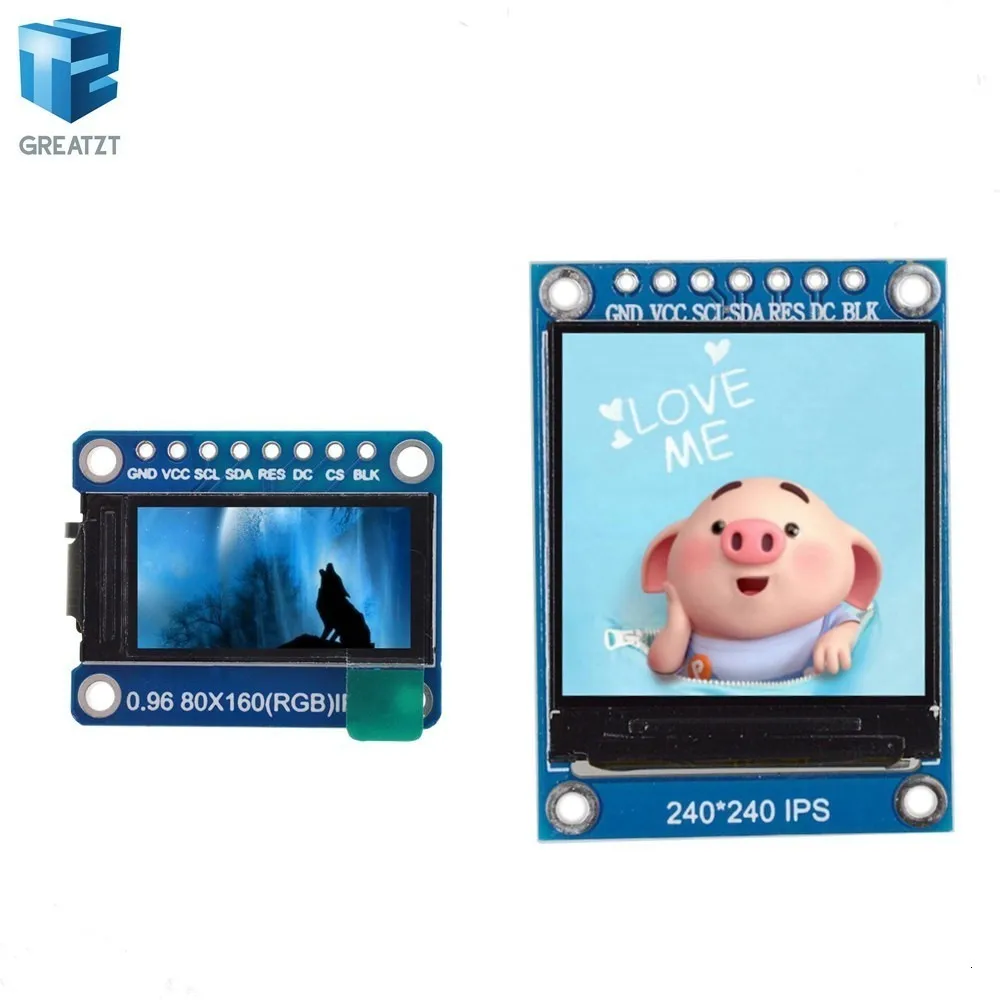 GREATZT TFT дисплей 0,96/1,3 дюймов ips 7P SPI HD 65K полноцветный ЖК-модуль ST7735 Привод IC 80*160(не OLED) для Arduino