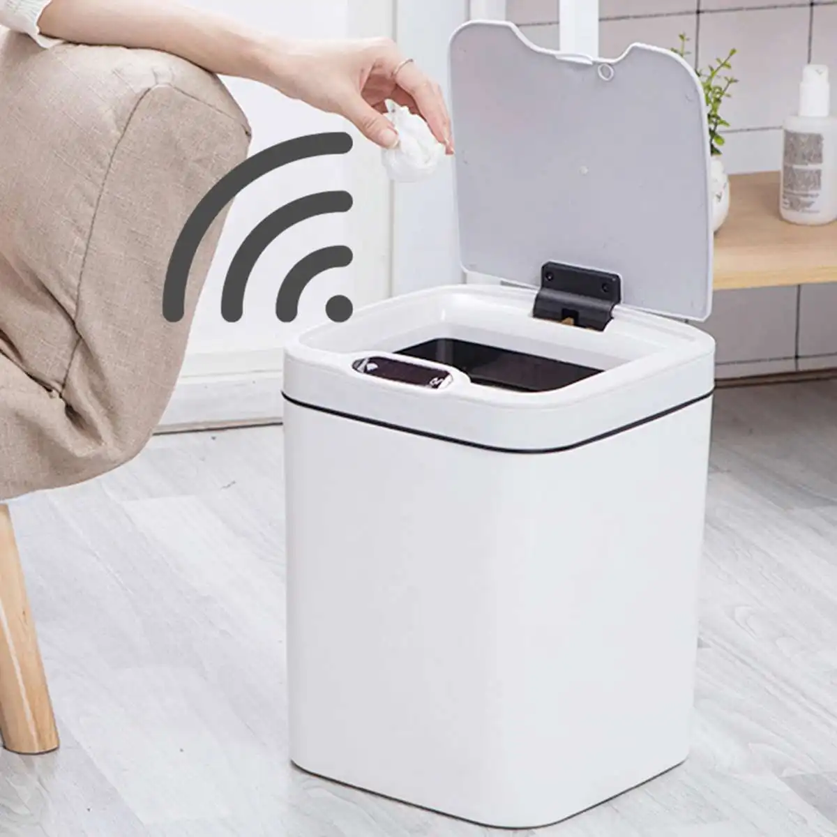 Умная автоматическая мусорная корзина бытовая умная с инфракрасным датчиком