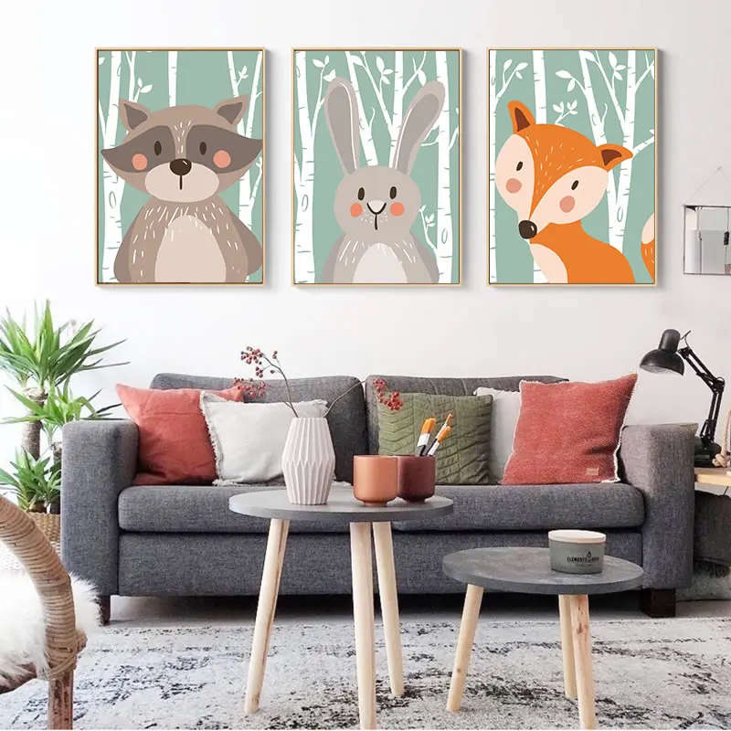 Элегантная поэзия скандинавский кавайный лес животное холст картина