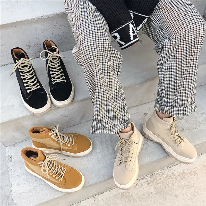 Мужские рабочие ботинки Сезон осень зима Черные хаки коричневые кроссовки на