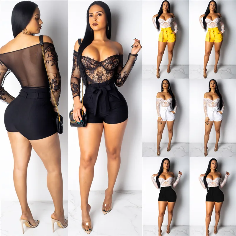 Женские повседневные шорты с завышенной талией оборками и бантом бандажные