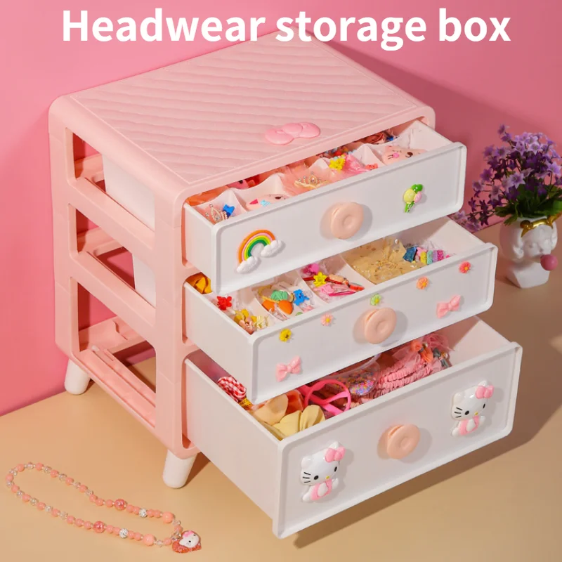 

Children's Pink Hair Accessories Storage Box Hairpin Head Rope Rubber Band Storage Box Large Capacity Cute Girl Decoration Box