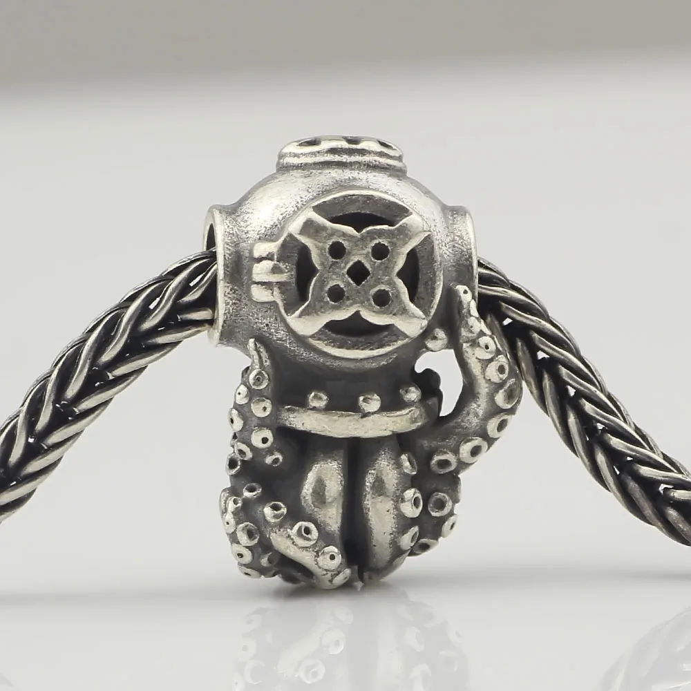 

925 Sterling Silver Space Octopus Sliver Beads Small Hole Beads DIY Fit European Troll 3.0mm Bracelet Jewelry