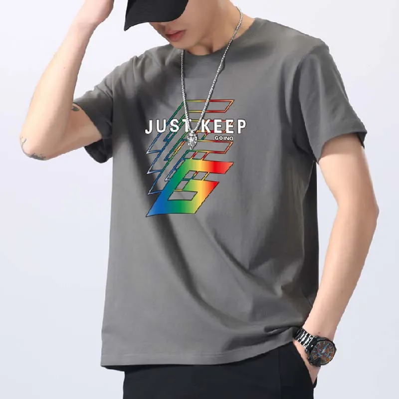 Футболка мужская с рисунком хлопок короткий рукав брендовая уличная одежда в