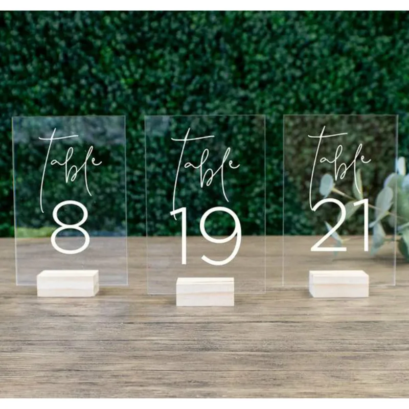 Деревянная подставка для номера свадебных столов с держателями акриловая
