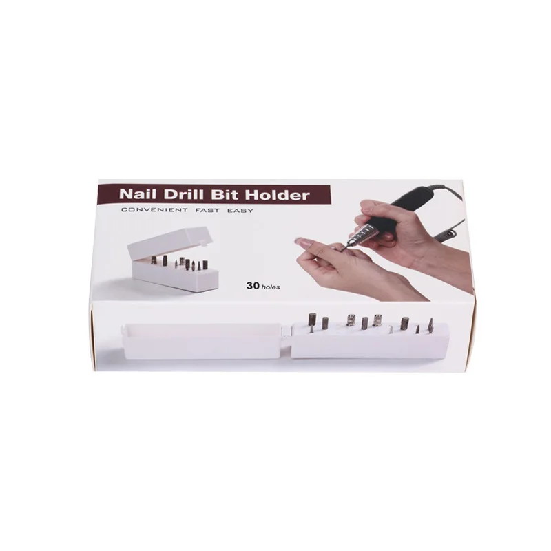 30 Holes Nail Art Drill Grinding Head Bit Holder Display Storage Box Bits Container Stand Rack |