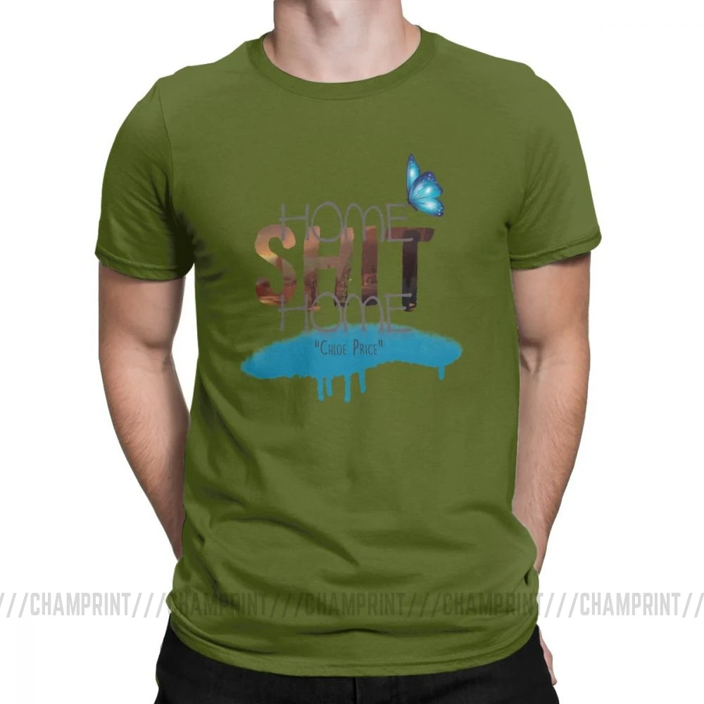 Home Shit Home Life Is Strange мужские футболки, винтажные футболки с коротким рукавом и круглым вырезом, футболка из чистого хлопка, одежда для вечеринок - Цвет: Армейский зеленый