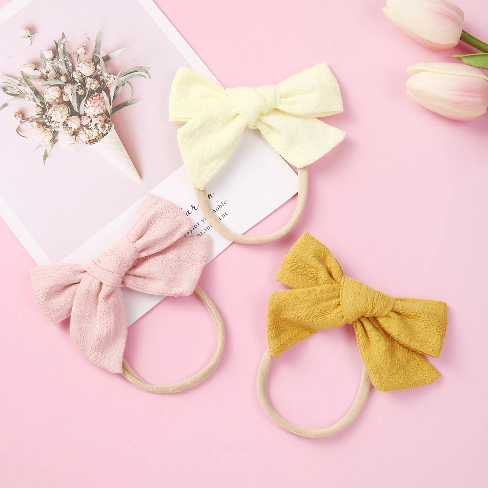 

Lovely Baby Bows Headband Elastic Turban For Babies Soft Handmade Bowknot Hair Band For Girls Newborn Headwear Children Headwrap