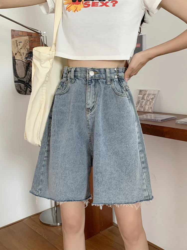 

Women's Shorts Summer bull-puncher Knickers Female Show Thin Tall Waist Loose Flavour Big Yards Straight wide-legged Pants