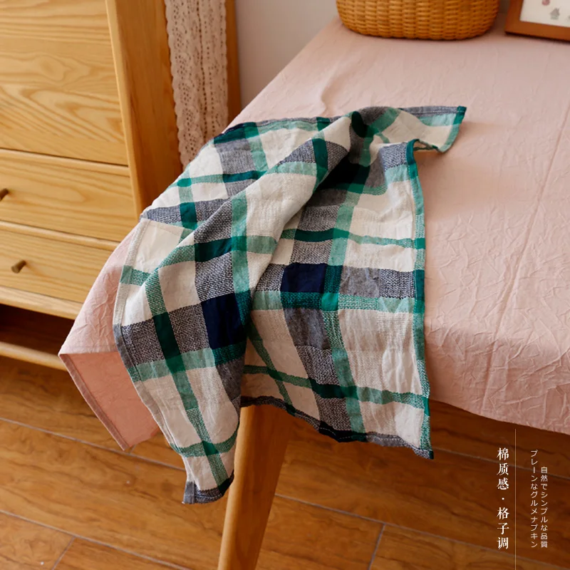 Чайное полотенце цветная клетчатая салфетка из хлопка и льна 60x40 см|Столовые