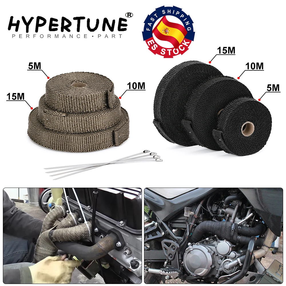 

5, 10 м, 15 м, ширина 1 дюйм, теплоотводящий термо Защитная обертка защитная лента Тан огнеупорная изоляционная ткань рулон комплект для мотоцик...