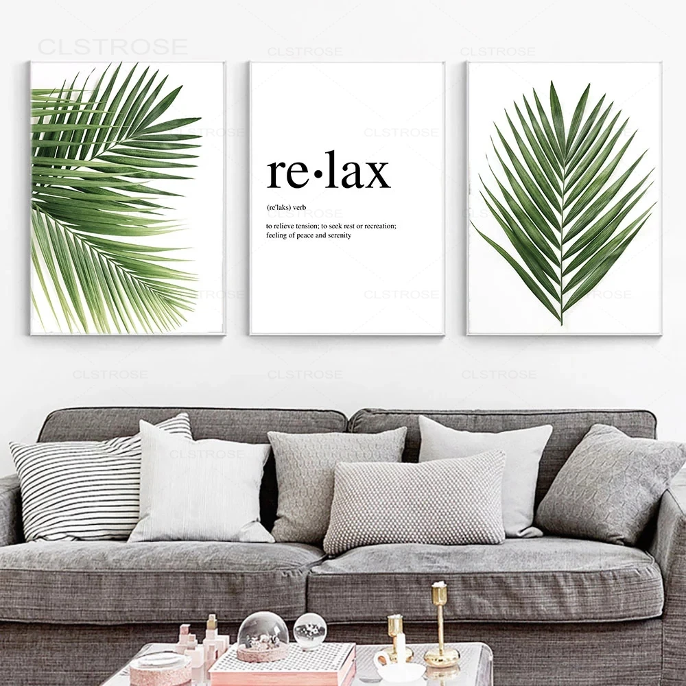 Плакат в скандинавском стиле ботанический из шифона с принтом виде пальмовых