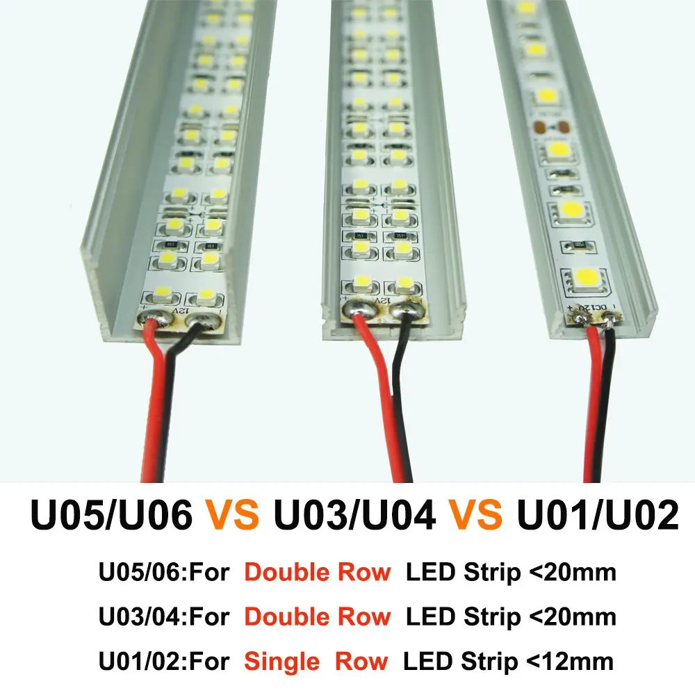 저렴한 10 대/몫 1M U06 실버 블랙 LED 알루미늄 프로파일 압출 U 모양 승/커버 20mm LED 스트립 조명 설치