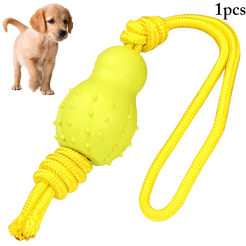 

Funny Teeth Rubber Bite Puppy Training Ball Chew Toys Play Go Get Solid With Carrier Rope Pet Supplies Pet Accessories Favors