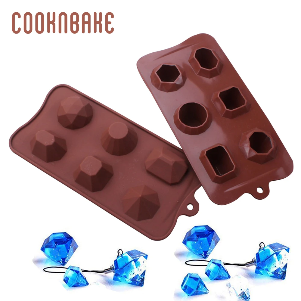 COOKNBAKE Diamond Silicone Mold for Chocolate 6 hole candy gummy Ice Cube tray soap resin Fondant Mould diy Cake Decorating | Дом и сад