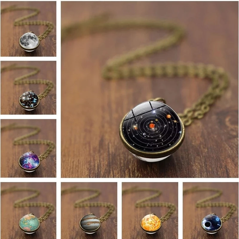 

1PC 16mm Car Decoration Accessories Gifts Solar System Earth Double-sided Glass Star Exquisite Fantasy Starry Sky Ornament