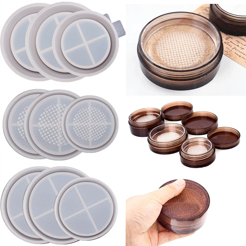 

«Сделай сам» с украшением в виде кристаллов эпоксидная смола, форма пудреница для рассыпчатой пудры пуховка для пудры коробка макияж зерка...