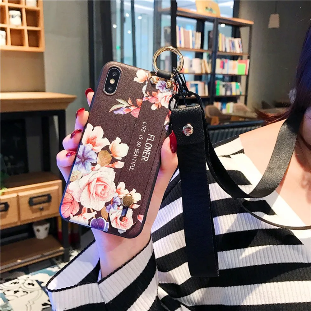 Чехол для xiaomi redmi note 9s 10S 10 8 7 9 K20 K30 K40 mi 9T pro A3 lite cc9 POCO X3 NFC F3 крышка ремень с цветочным