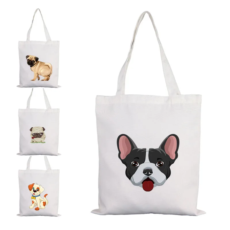 

Casual Pug Printed Handbag Shoulder Bag Pride Tote Rainbow Vintage Custom Name Small Bags Shopping Pvc Shopper Luxury Cute Beach