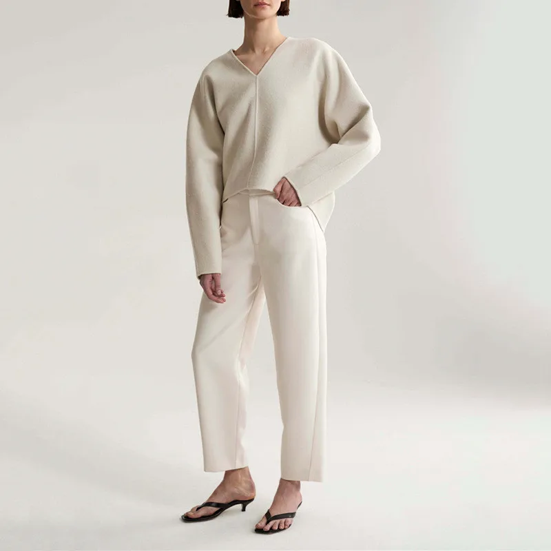 2019 Elegant Winter White Cashmere Sweaters Pullovers For Women Runway Long Sleeve Female Knitted Sweater Jumper Clothes | Женская