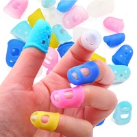 5pcs colorful silicone thimbles hollowed out breathable playing guitar protective finger sleeve diy crafts sewing tool supplies