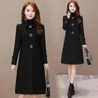 Женская Зимняя шерстяная куртка M-3XL, новинка 2022, женские шерстяные куртки, длинное облегающее плотное теплое Женское пальто, Черная