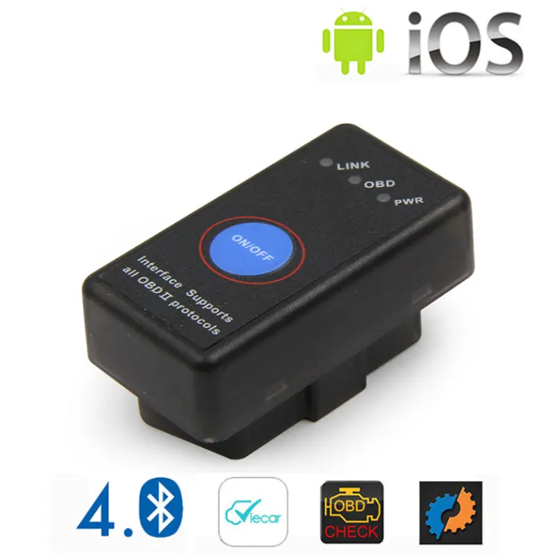 Мини ELM 327 Bluetooth 4,0 с выключателем питания 25K80 ELM327 V1.5 OBD2 Интерфейс сканирующий инструмент для IOS Android