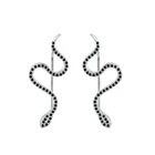 Женские серьги-змеи из серебра 925 пробы, с черной шпинелью