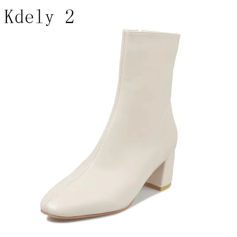 

New British Wind Women shoes Newest Genuine Leather High Quality Square heel Zipper Square toe Fashion Chelsea Boots Ankle Boots