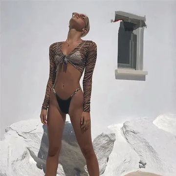 

Sexy Leopard 3 Piece Swimsuit High Cut Bikini Set Women Push Up Padded Brazilian Swimwear Female Bathers Bathing Suit Biquini