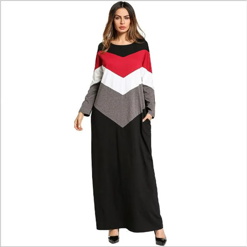 Мусульманское abaya Макси платье в полоску кимоно длинные халаты Sukienki халат