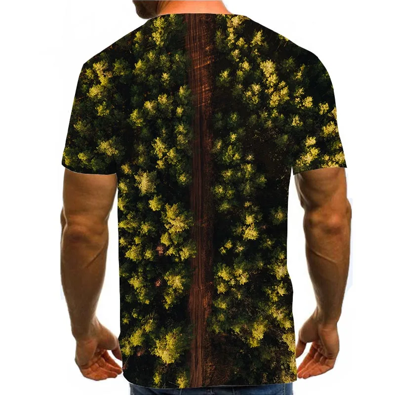 

Men Graphic T Shirts Round Neck 3D Print Short Sleeve Daily Tops Forest Road Tees