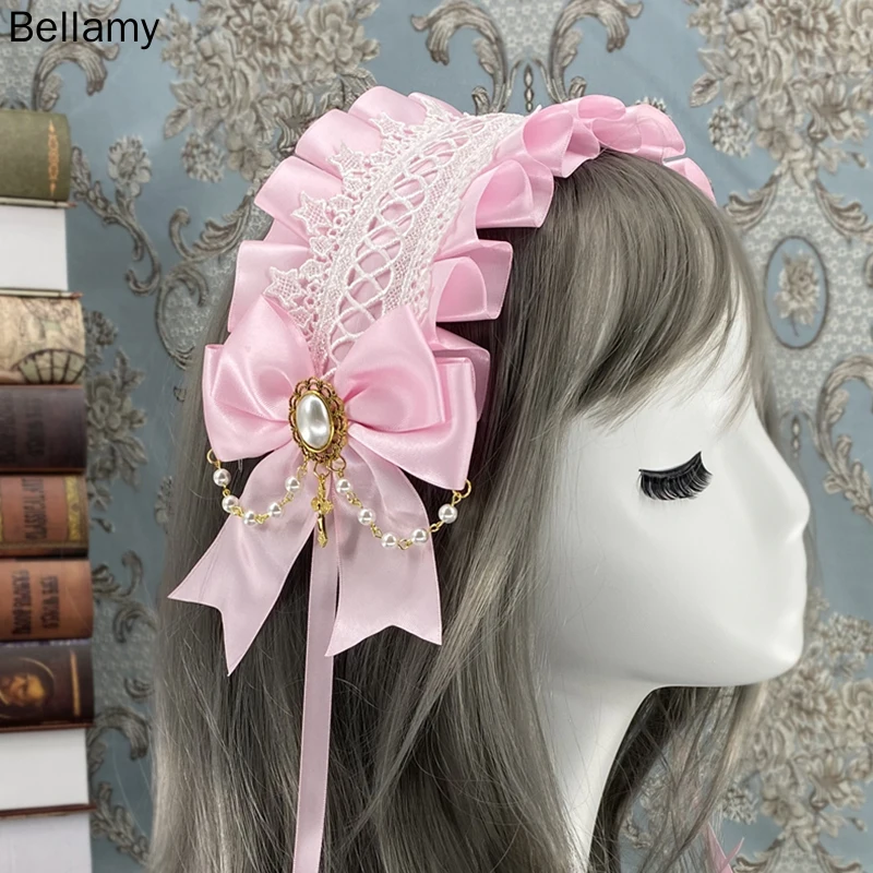 Обруч для волос в стиле аниме милый кружевной головной убор с цветами Стиле