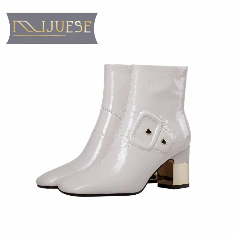 MLJUESE/2020 г. женские ботильоны из коровьей кожи зимние короткие плюшевые ботинки на