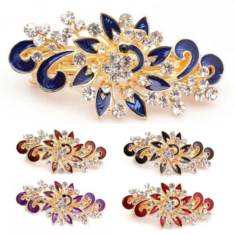 

Women Colorful Peacock Hairpin Shinning Crystal Hair Clip Glitter Rhinestones Barrette Hair Jewelry Headwear Hair Accessories