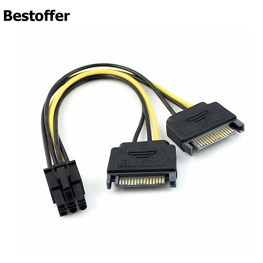 5 шт./упак. двойной 15Pin SATA мужчина к 6 pin PCI E Мощность кабель PCIe &quotсделай сам&quot для